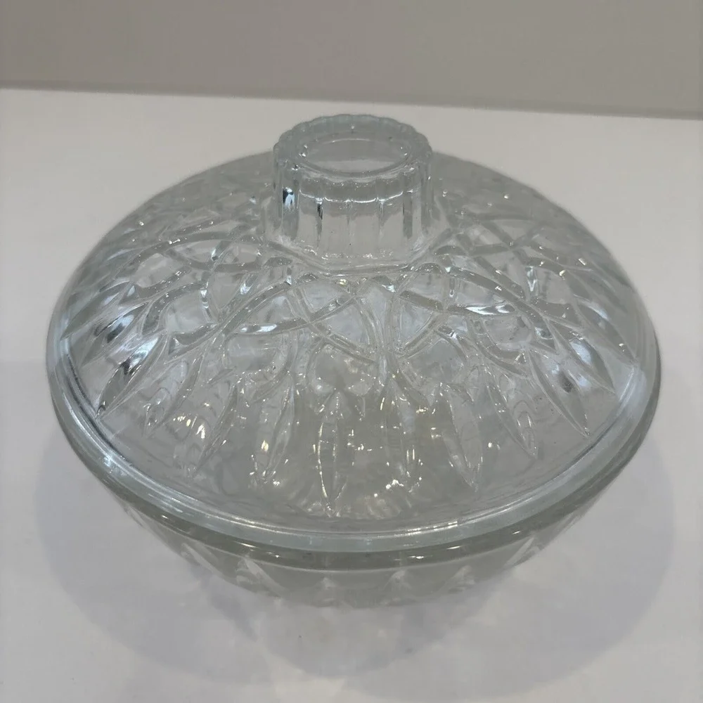 EUC Vintage Crystal Cut Glass Clear Candy Trinket Dish with Lid Pasari Indonesia